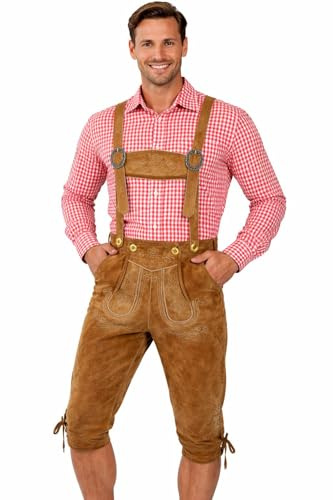 TR Martha Lederhosen i knälängd för män, eleganta kostymbyxor, storlek 40–60, långa lederhosen med hängslen för män, Oktoberfest-byxor, designer-läderbyxor i 3 färgvarianter