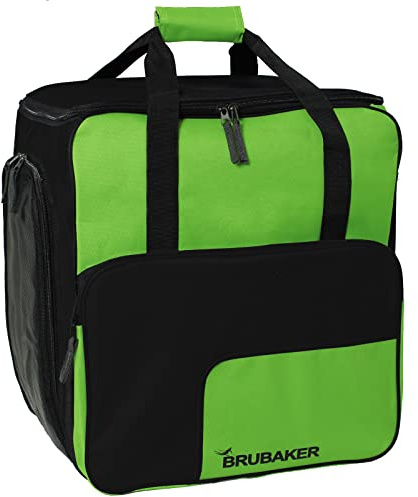 Henry Brubaker ski boot bag, helmet bag , ski boot rucksack, convenient boot bag with rucksack function, Super Function 2.0, winter edition in 6 special colours. , Womens Men Children's, FunktionTopMod012_Gruen, Green/black