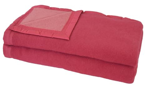 POYET MOTTE Couverture Laine Bois de rose/Dragée 180 x 240 cm - POYET MOTTE - Gamme Aubisque - Made in France