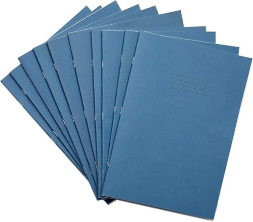 Rhino A4 Exercise Books, 48-Page / 8mm Lined with Margin Paper Notebook, 10-Pack, Office & School Stationery Supplies, Light Blue