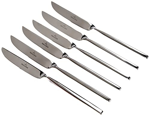 Villeroy & Boch NewWave Set di Coltelli, 6 Pezzi, per Pizza e Bistecca, Lavabile in Lavastoviglie, Acciaio Inossidabile, Grigio (Argento), 28 x 13 x 5 cm