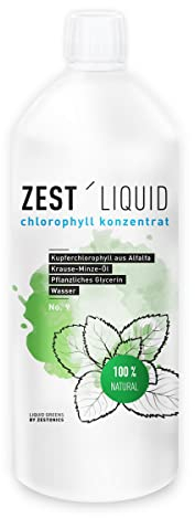 1 Liter Liquid Chlorophyll aus Alfalfa mit Minzgeschmack ohne Konservierungsstoffe - hochdosierter Monatsvorrat - Flüssig - ZEST'LIQUID von ZESTONICS