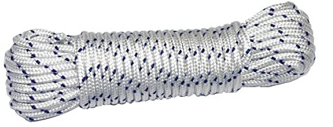 Amig - Cuerda de Nylon Trenzado Blanco y Azul Mod.20190 - Cordón Multiusos Resistente y Suave Ideal para Naútica o Pesca, Construcción, Deportes y Juegos, Bricolaje y Amarres - Medidas: Ø 4 mm x 10 m
