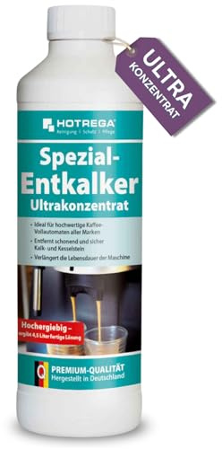 HOTREGA Spezial-Entkalker Ultrakonzentrat 500ml| Entfernt Kalk in Kaffeevollautomaten, Padmaschinen, Thermoskannen & Wasserkochern | Materialschonend
