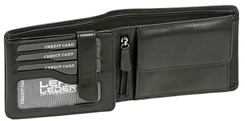 LEAS Hochwertige Scheintasche mit Riegel mit Box Echt-Leder, schwarz Elegance-Edition