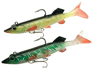 2 STK Hecht Gummifische Pike Imitat Kunstköder Angel Köder Raubfisch Swimbaits (12 cm)