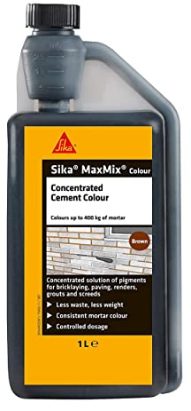 Sika MaxMix Colorant ciment concentré pour mortiers, enduits, béton et pointage – Facile à utiliser – Économique – Marron – 1 litre