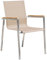 OUTLIV. Stapelsessel Rimini Edelstahlgestell, Textilene Sitzfläche, Teakholz Armlehnen, wetterfest, vollständig montiert, stapelbar, Taupe, 56x65x87 cm