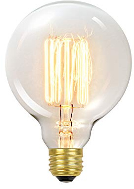 Globe Electric 60W Vintage Edison G30 Vanity Tungsten Incandescent Filament Light Bulb, E26 Standard Base, 245 Lumens