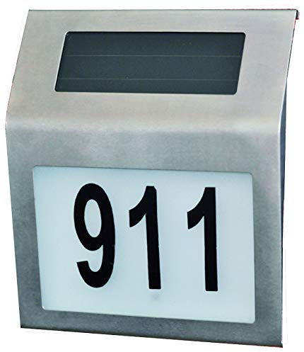 Garden Pleasure LED Hausnummer, Silber, Edelstahl, Modern, Solar betrieben, Beleuchtet, Porträt