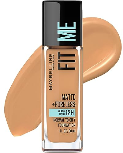 Maybelline Fit Me Matte + Poreless Liquid Oil-Free Foundation Makeup, Toffee, 1 Count (Packaging May Vary)