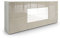 Vladon Sideboard Rova, Made in Germany, Kommode mit 4 Türen und 4 Schubladen, Weiß matt/Sandgrau Hochglanz/Weiß Hochglanz (166 x 72 x 35 cm)