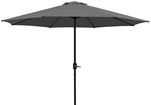 DEGAMO Marktschirm 300cm mit Kurbel grau, knickbar, Material Bezug 100% Polyester, Metall, Gewicht 6kg