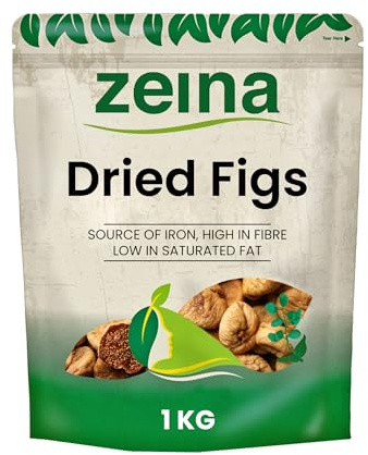 Zeina Dried Figs Turkish Lerida Variety (1Kg) - Naturally Gluten Free and Vegan Approved High Fibre Healthy Snack