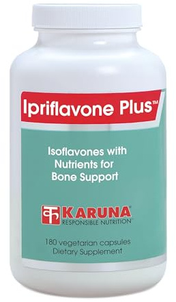 Karuna Ipriflavone Plus 600mg | 180 Vegetarian Capsules | Non-GMO No Preservatives | Vitamin D3 & K1, Calcium, Magnesium, Silicon