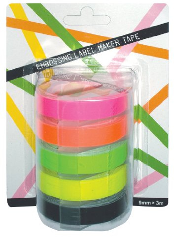 Motex FLUORO PACK Embossing Label Maker Tape 9mm x 3m