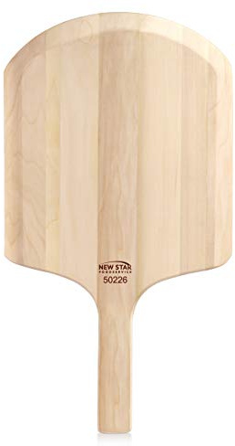 New Star Foodservice 50226 Restaurant-Grade Wooden Pizza Peel, 14 L x 12 W Plate, with 8 L Wooden Handle, 22 Overall Length