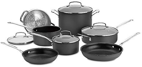 Cuisinart 11-Piece Cookware Set, Black, Chef's Classic Nonstick Hard Anodized, 66-11