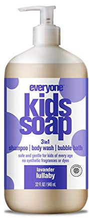 Everyone 3-in-1 Kids Soap, Body Wash, Bubble Bath, Shampoo, 32 Ounce (Pack of 1), Lavender Lullaby, Coconut Cleanser with Plant Extracts and Pure Essential Oils