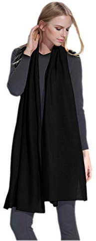 Prettystern 200cm longue chale femme hiver chaud cachemire echarpe homme cashmere grosse cashemere etole Noir