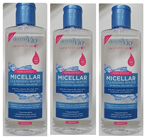 Derma V10 Pure Effect Micellar Cleansing Water 200ml (Pack of Three)