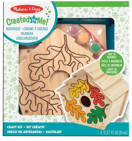 Melissa & Doug - Cabane À Oiseaux - Décorations Nichoir Avec Pinceau Et Peinture - Jouet En Bois - Kit Bricolage - Activité Manuelle Enfant Adulte - Loisir Créatif - Cadeau Enfant 5 Ans Et +