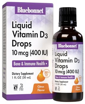 Bluebonnet Liquid Vitamin D3 Drops 400 IU, Citrus, 1 Fl Oz