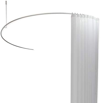 PHOS Design, DR700HD, Halbkreis Duschstange 140 cm, gebogene U-Form für Badewannen, Deckenhalterung, Edelstahl matt Silber