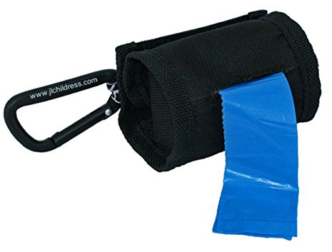 J.L. Childress Bag 'N Bags, Portable Fabric Duffel Dispenser and Waste Bag Refill, Easily Hooks to Stroller or Diaper Bag, Includes 30 Disposable Bags, Black