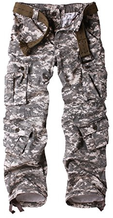 AKARMY Men's Cotton Casual Military Army Camo Combat Work Cargo Pants with 8 Pockets Digital 29