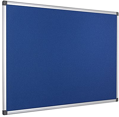 Bi-Office Maya - Tablero de anúncios con marco de aluminio, 120 x 90 cm, fieltro azul