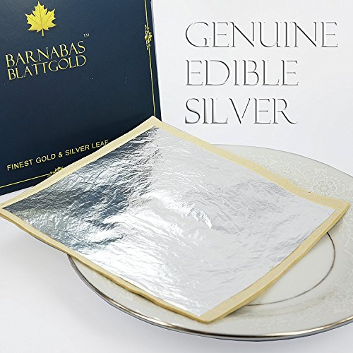Feuille d'Argent Alimentaire, 110 X 110mm, 25 Feuilles