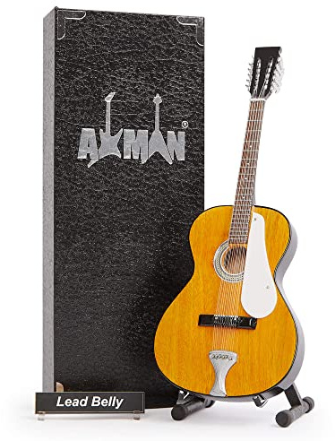 Leadbelly Fraulini Francesca 12 String Acoustic - Miniature Guitar Replica - Music Gifts - Handmade Ornamental 1/4 Scale - Includes a Display Box, Name Tag and Miniature Guitar Stand