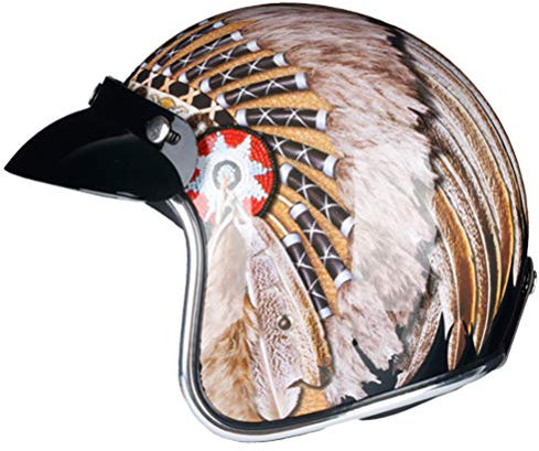 Vintage Motorradhelm für Männer & Frauen Classic Retro Jethelm Design Lightweight DOT Zertifiziert für Motorrad Cruiser