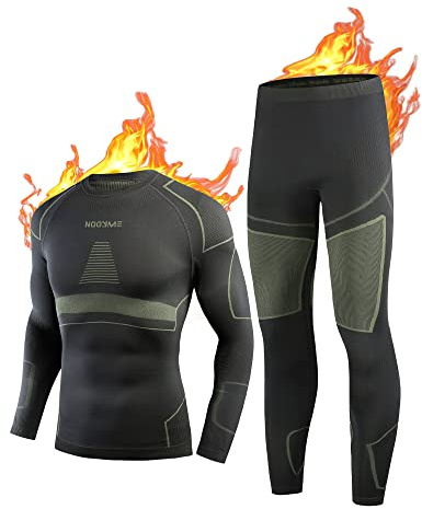 NOOYME Intimo Termico Uomo Traspirante Asciugatura Rapida Set Termica Uomo per L'attività all'Aria Aperta Ideale per Sci Pesca Alpinismo Ciclismo Allenamento Corsa Autunno Inverno