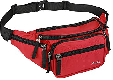 ProCase Bauchtasche Gürteltasche Wasserdicht Hüfttasche für Herren und Damen Klein Nylon Fanny Pack mit 6 Reißverschlusstaschen für Outdoor Reisen Sport Wandern Joggen Hundespaziergänge