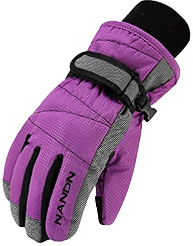 Azarxis Warme Handschuhe, Thermische Ski Snowboard Handschuhe, Winddich Winterhandschuhe für Damen und Herren (Violett, M)