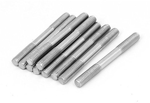 M6 x 60 mm 304 in acciaio inox a doppia estremità filettata, bullone a vite, 10 pezzi