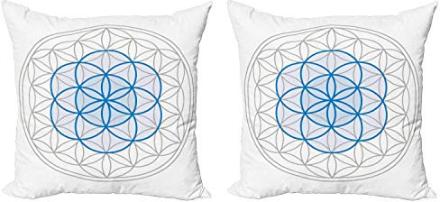ABAKUHAUS Abstrakt Kissenbezug Set (2Stück), Oval Knot, doppelseitiges Digitaldruckdekor mit Reißverschluss, 60 cm, Warm Taupe Blau