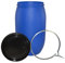 ITP Packaging 220 Litre Plastic Blue Open Top Storage Barrel Drum Keg with Lid and Latch Ring, UN Approved, Food Grade for Shipping, Air Tight
