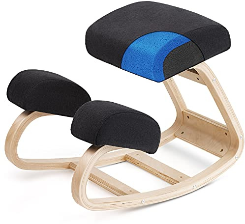 Luxton Memory Foam Ergonomic Kneeling Chair - Posture Support Comfortable Padded Office Desk Chair - Angled Rocking Stool & Balancing Seat - Natural Relief for Neck or Back Pain
