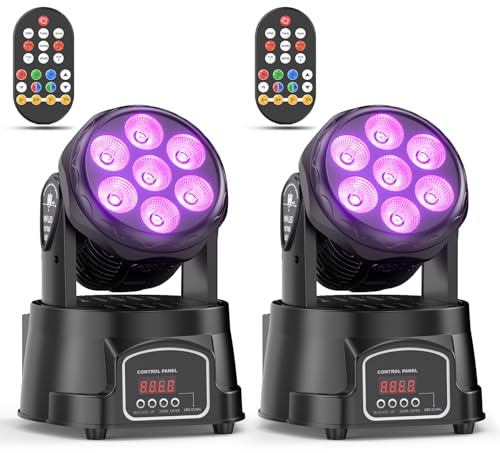2 enheter 7 x 15 W LED rörligt huvud RGBW 4-i-1 set discoljus scenljus rörligt huvud dmx512 med fjärrkontroll för disco DJ club party bar - ny version