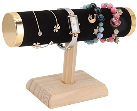 Hapivida Espositore per Bracciale, 23cm Espositore per Gioielli Porta Bracciali con Barra a T, Supporto per Bracciale e Collana Porta Gioielli da Tavolo Orologi per Organizzare, Peluche Nero