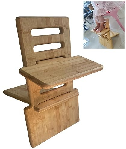 Foot Rest, Height Adjustable Children's Footrest,Bamboo Foot Rest,Footrest Under Desk,Ergonomic Foot Stool Under Desk Provides Fundamental Foot Support for Children Ages 3-9