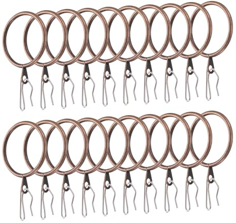 QUARKZMAN 28pz 1.5 Diametro Interno Metallo Tenda Gancio Anelli Rame Drappeggio Occhiello Scorrevole Tenda Anelli con Spillo Tendaggio Gancio Tenda Ganci
