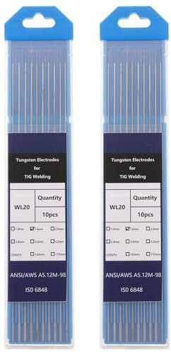 sourcing map 20pcs TIG Welding Tungsten Electrodes 1/16 x 7 1.8-2.2% Lanthanum for Stainless Steel Welding, Aluminum Magnesium Alloy Welding Aerospace Automobile Manufacturing, Blue WL20