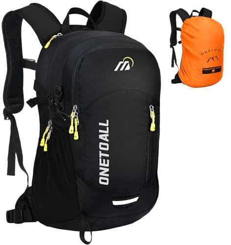 ONETOALL Diebstahlsicherer Wanderrucksack Damen 20L, Leichter Tagesrucksack Herren Klein, Wasserdichter Fahrrad Rucksack mit Rückenbelüftung zum Wandern Tagestour Radfahren Reisen Pendeln, nur 500g