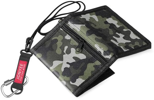 DHSWNNG Geldbeutel Jungen, Geldbörse Jungen mit Kette Clip Karabiner Portmonee Jungen Teenager Faltbare Dreifache Portemonnaie Kindergeldbeutel Jungs Wallet für Teenager (Tarngrün)