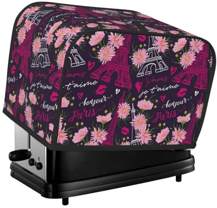 Copertura per tostapane a 2 fette, Torre Eiffel rosa con tasche per piccoli elettrodomestici da cucina, copertura per piccoli elettrodomestici e protezione dalle impronte digitali, lavabile in