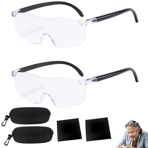 6 pcs Lupenbrille Set, Enthält Brillenetui und Brillentuch VergrößErungsbrille 3X VergrößErn Lupenbrille FüR BrillenträGer Anti-Blaues Licht Brillenlupe High Definition ﻿